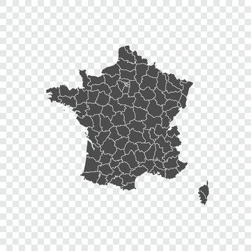 France map on transparent background. Vector illustration.