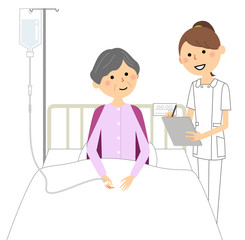 入院患者とナース