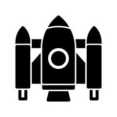 Icon spaceship in glyph style. vector illustration and editable stroke. Isolated on white background.