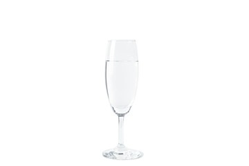 Clear water in glass on isolated white background