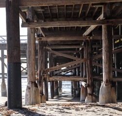 Fototapeta na wymiar View underneath the Pacific Beach Pier