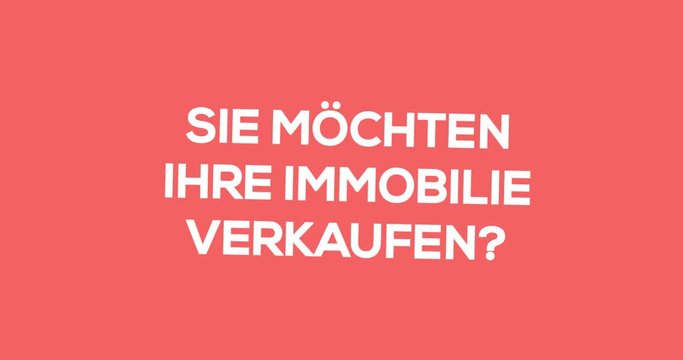 Immobilienmakler. Textanimation f&uuml;r Blog, Soziale Medien oder Website. Werbung/Marketing f&uuml;r Makler bei Verkauf einer Immobilie. Hintergrund rosa
