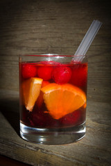 Sangria drink on a wooden table