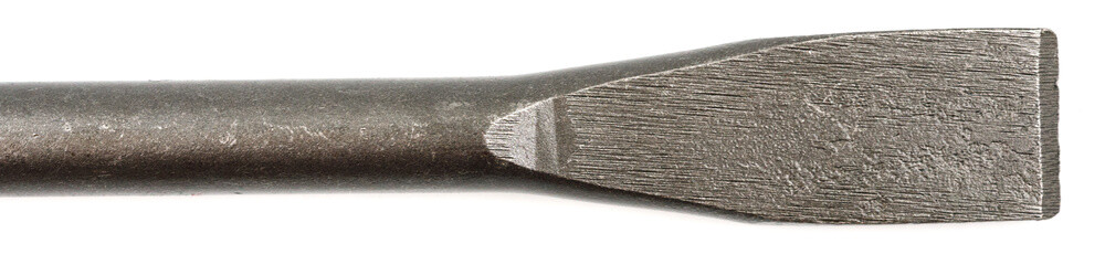 Steel drill bit isolated on white background closeup