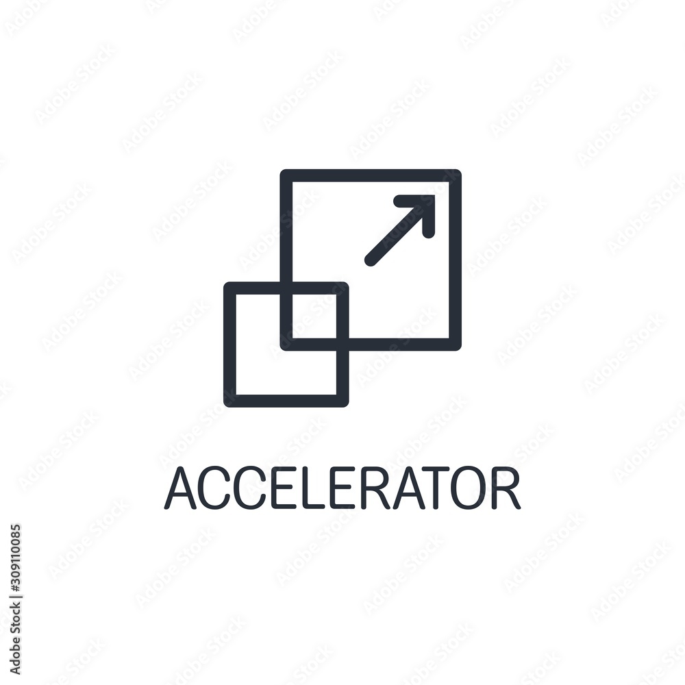 Poster accelerator. vector linear icon on a white background.