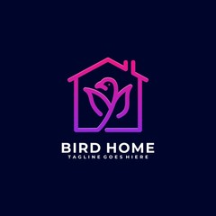 Bird Home Color Design Illustration Vector Template