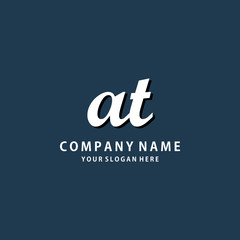 Initial AT white color logo template 