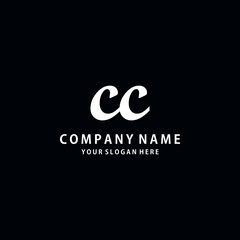 Initial CC white color logo template 