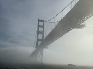 golden gate bridge in fog