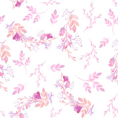 Fototapeta na wymiar watercolor seamless pattern pink flowers valentines day
