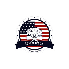 Golden retriever and usa flag logo badge