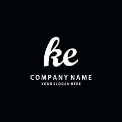 Initial KE white color logo template 