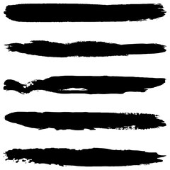 Collection of grunge brushes. Vector paint strokes with a dry brush. Abstract ink spots on white background