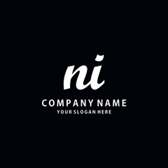 Initial NI white color logo template 