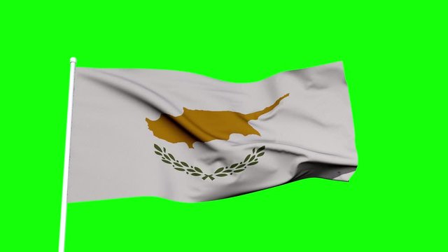 Flag of Cyprus | waving flag on green screen | loopable
