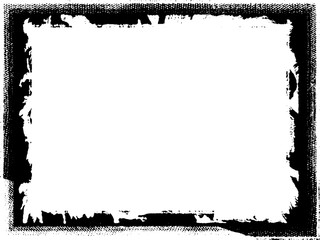 Black frame hand drawn on white background. Paint strokes with a dry brush