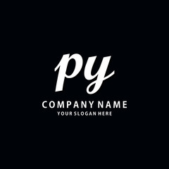 Initial PY white color logo template 