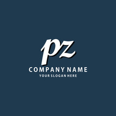 Initial PZ white color logo template 