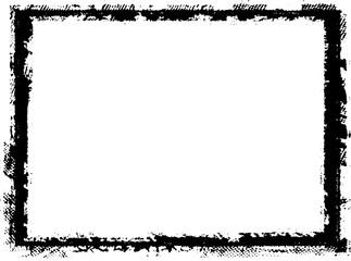 Black frame hand drawn on white background. Paint strokes with a dry brush