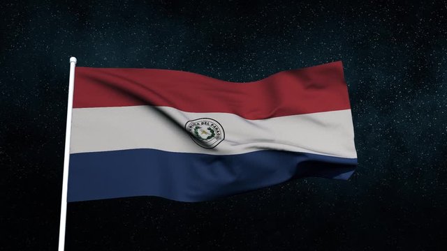 Flag of Paraguay | waving flag in the dark night | loopable