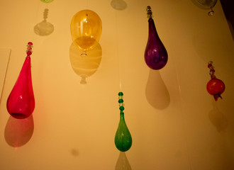 Different balloons on a wall