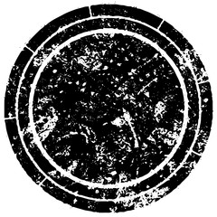 Black round grunge stamp on white background. Paint strokes with a dry brush