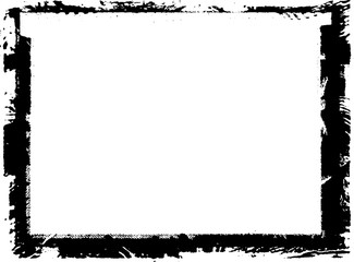 Black frame hand drawn on white background. Paint strokes with a dry brush