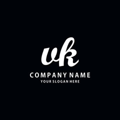 Initial VK white color logo template 