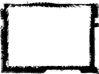 Black frame hand drawn on white background. Paint strokes with a dry brush