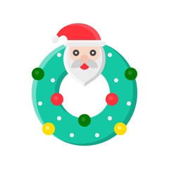 Santa wreath, Christmas day related flat icon