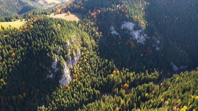 Sunny autumn view of Cheile Bicazului gorge in Transylvania, Romania