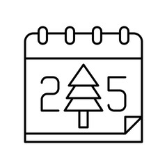 Christmas day on calendar, Christmas day related line icon