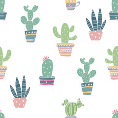 hand drawn Sample pattern with cactus vector illustration