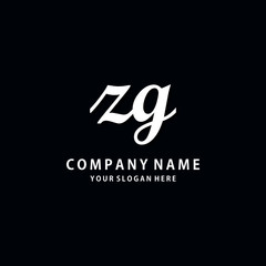 Initial ZG white color logo template 