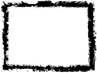 Black frame hand drawn on white background. Paint strokes with a dry brush