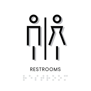 Toilet Sign Restrooms Sign Door Blind People Door Stiker Restroom Men Woman Vector 