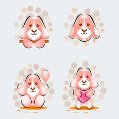 Cute Dog Mascot Cartoon Design Vector