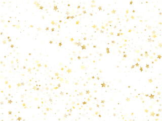 Flying gold star sparkle vector with white background.
