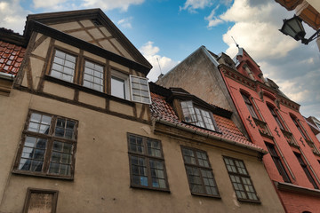 old houses on Riga street. Latvia