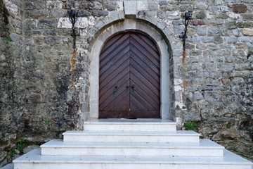 Main door of a fortress in Budva