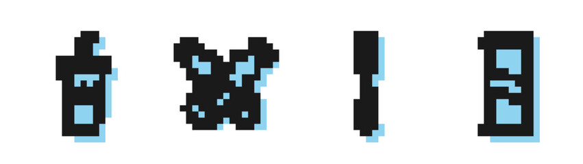 Set line Fork, Paper glass with drinking straw and water, Crossed bottle of water and Soda can icon. Vector