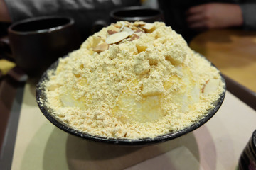 Shaved ice with milk and almond, Korean Dessert