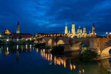 Fototapeta na wymiar Zaragoza is the capital of northeastern Spain's Aragon region. Overlooking the Ebro River.