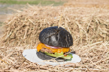 Delicious black hamburger