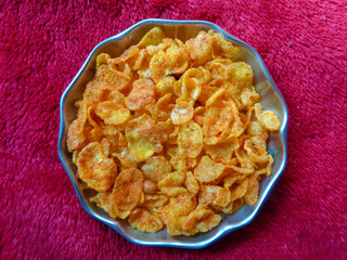 Fried Corn Flakes on a plate