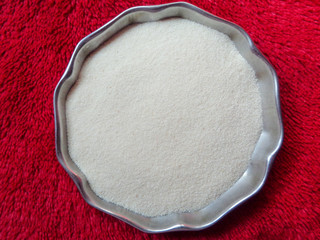 Rava Granulated flour on a plate