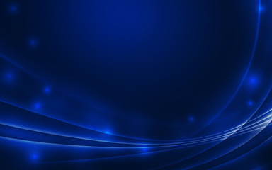 Dark abstract background with neon lines, glow. Blue blurred background, light effects.