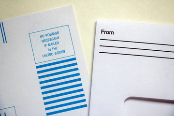 Corners of blank envelopes