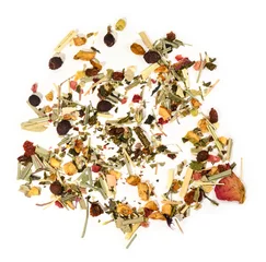 Deurstickers Thee assortiment Herbal and berry picking for brewing beverage