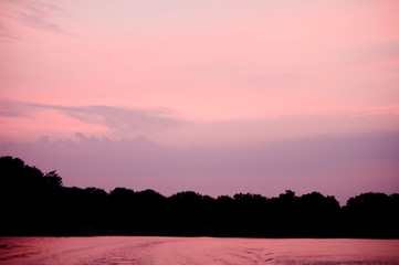 pink sunset  a field